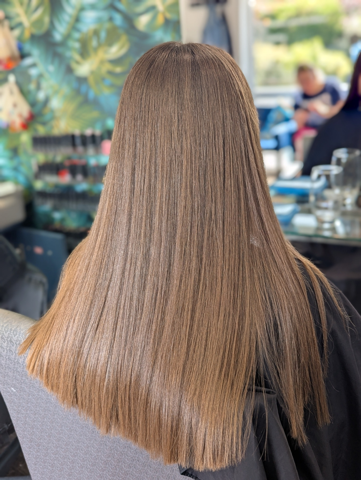 Sleek straight hair after keratin treatment at Amy Walker Hair in Rugby